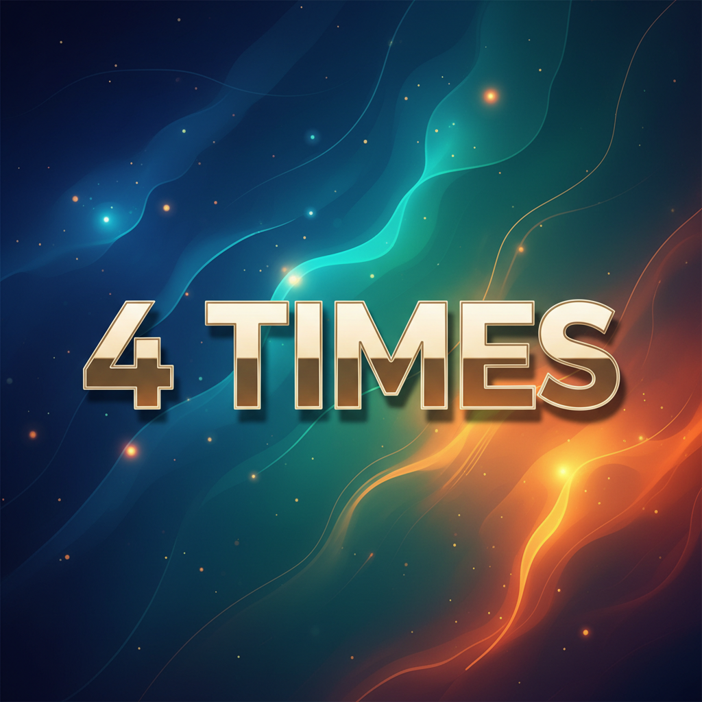 a square image of with a clear and stunning background with LARGE text "4 TIMES"