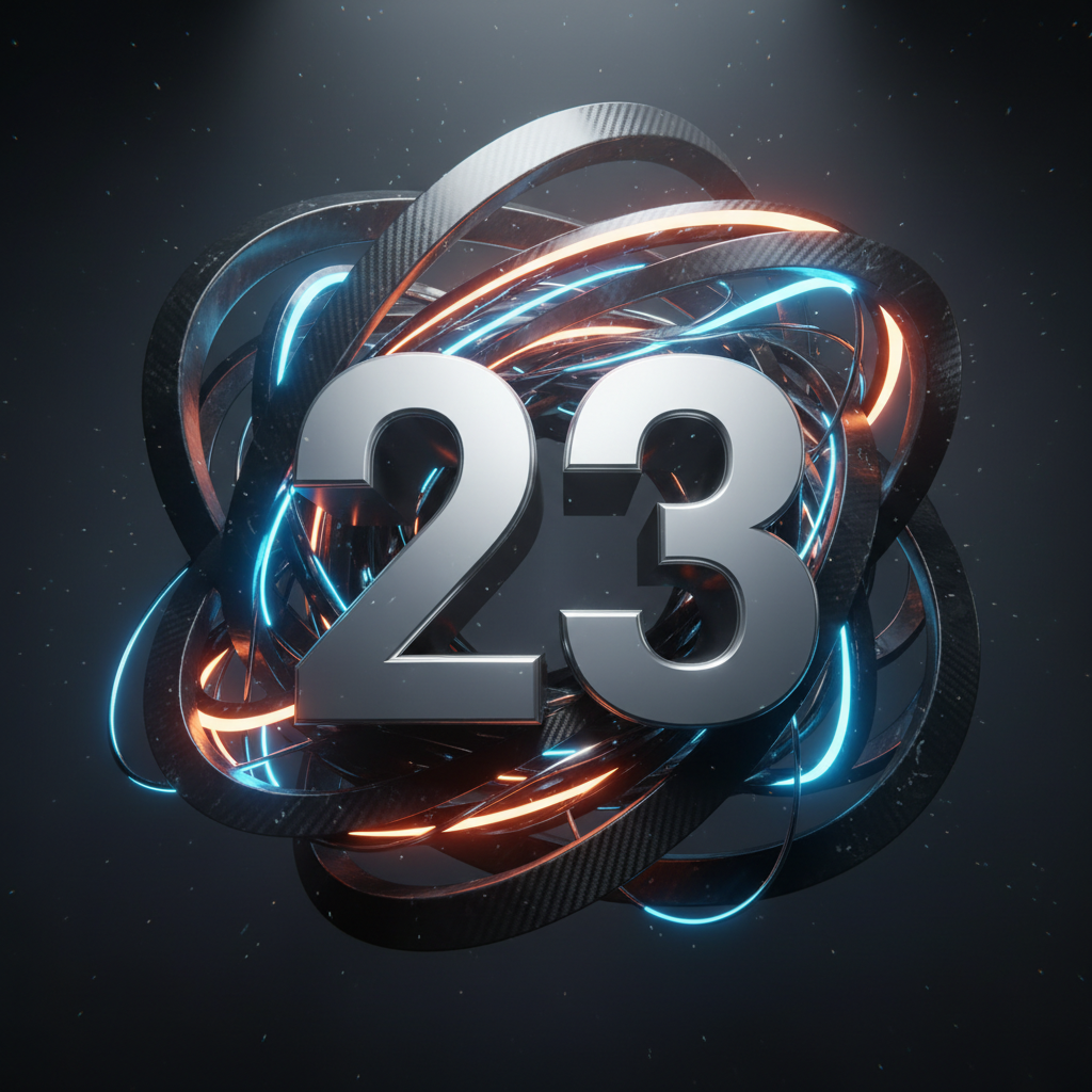 a square image with a professional and surprising feeling background and HUGE text "23" (Don't add other text!!!)