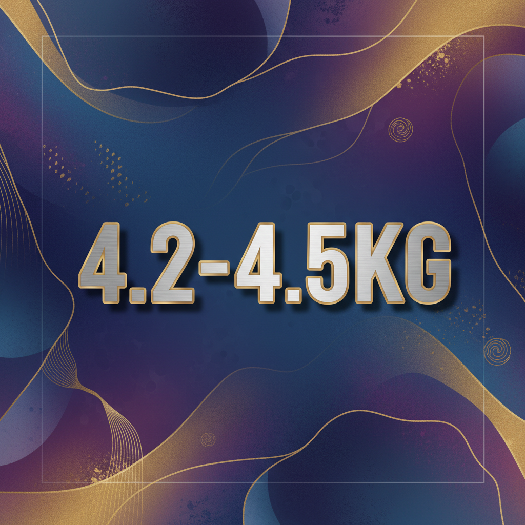 a square image with professional and artistic background and HUGE text of "4.2-4.5KG" (don't add other text!!!)