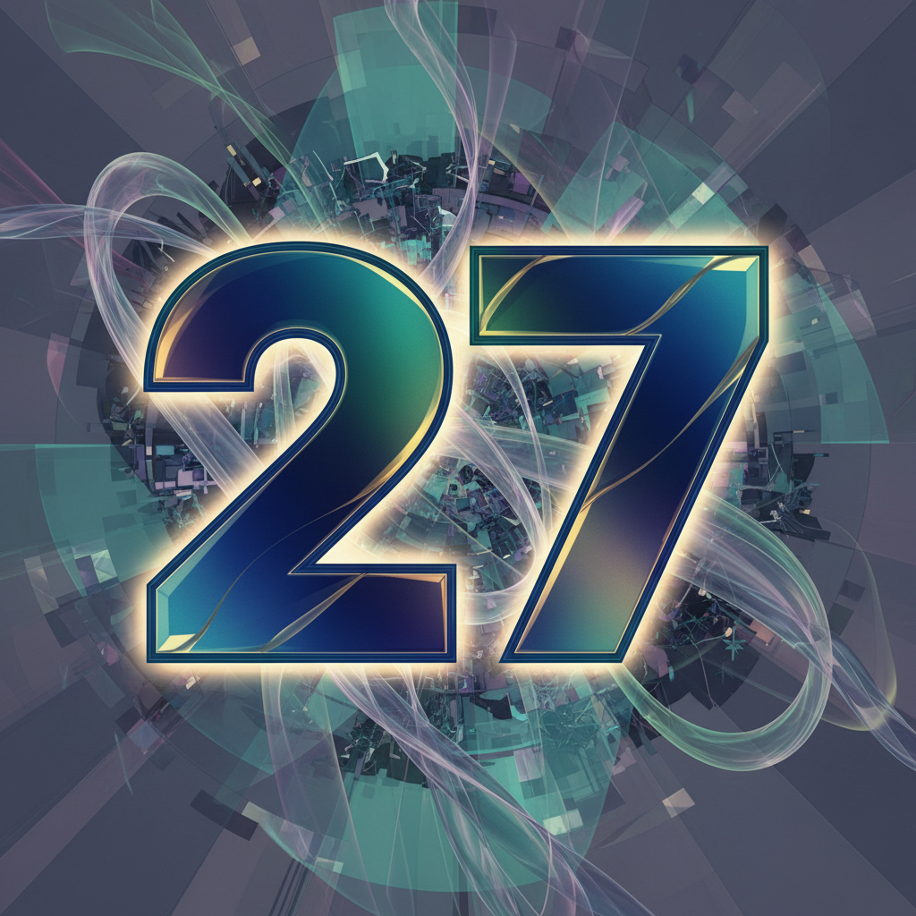a square image with professional and unique background and HUGE text "27" (don't add other text!)